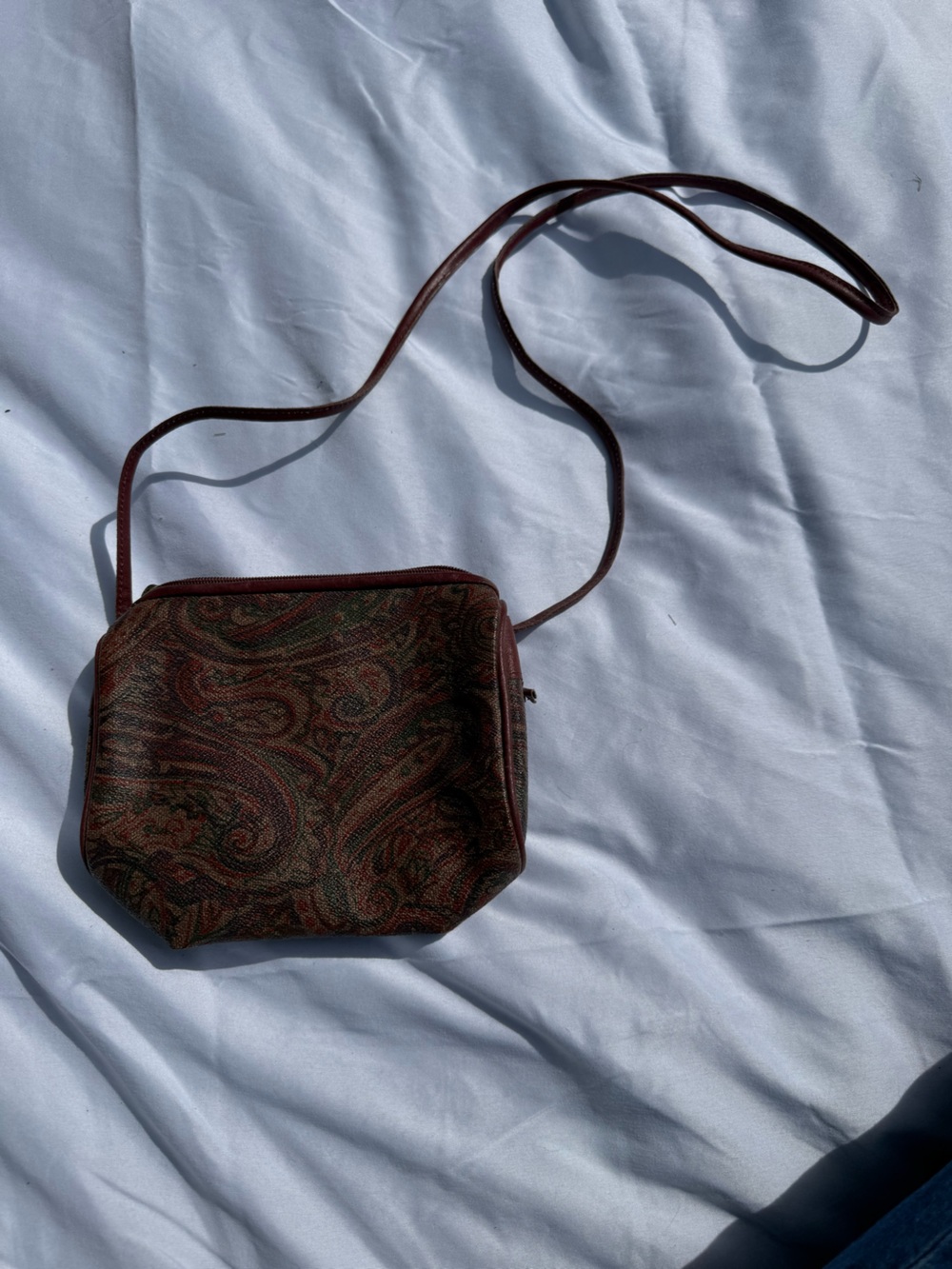 Maroon Paisley Crossbody Bag